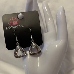 Paparazzi Triangular Silver and Gold Earrings